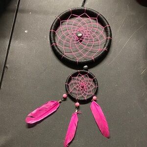 Black and Pink Dreamcatcher with Feathers